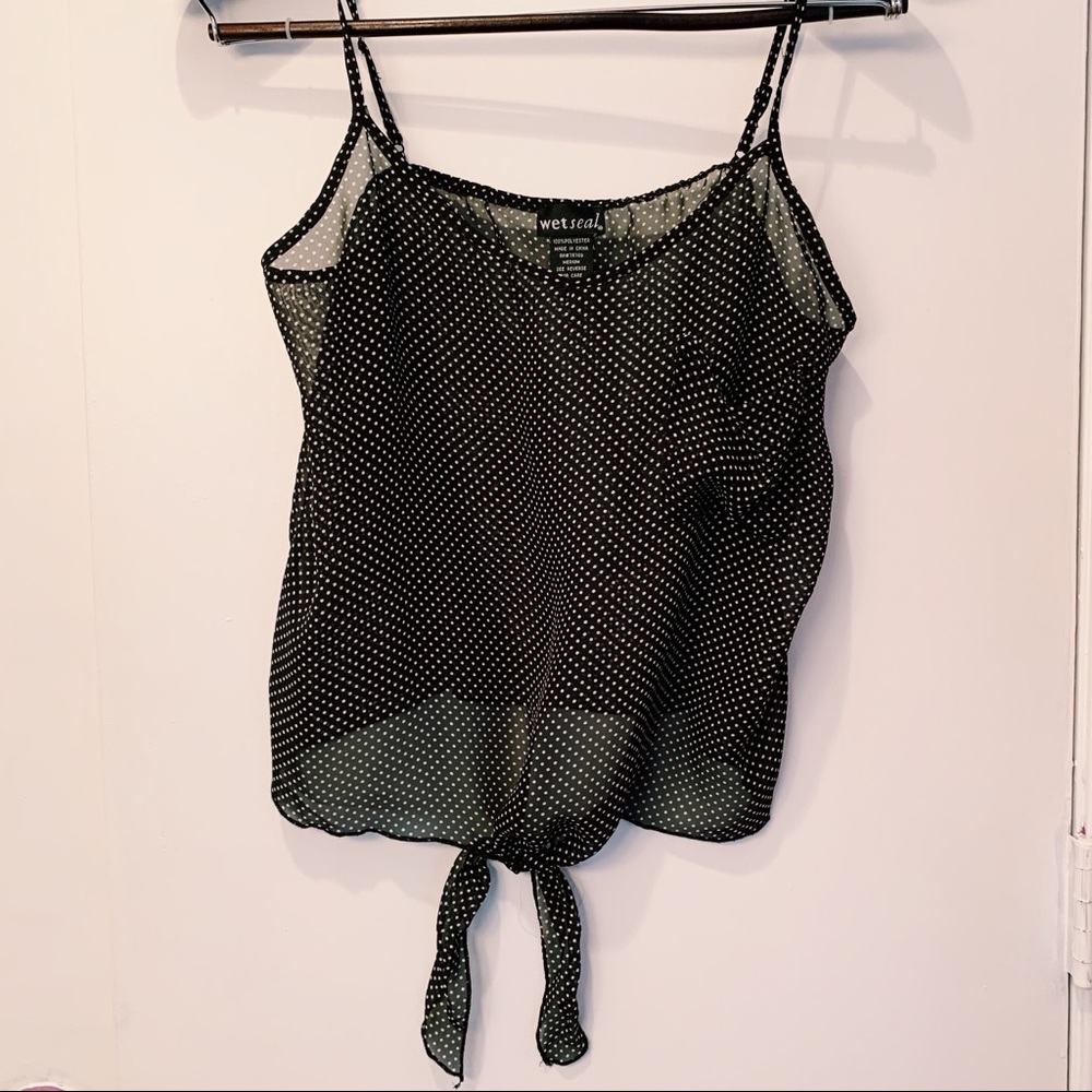 Sheer Black Polka Dot Tank Top